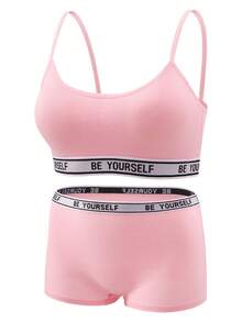 SIETEROSA 16 Pieces Set Bra And Panties Tween 10-14 Girl Underwear Soft Cotton Solid Color Casual Sports Letter Print Elastic Knit Comfy Intimate Underwear - 彩色 - 查看 5