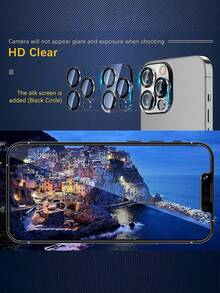 [Bộ 3+3] Miếng dán màn hình cường lực phủ toàn màn hình + Miếng dán bảo vệ ống kính camera Tương thích với iPhone 16/16e/15/14/13/12/11/16 Pro Max/15 Pro/Plus/Mini/17/17 Air, Kính cường lực Ultra HD 9H, Dễ dàng lắp đặt, Chống bám vân tay, Tương thích với ốp lưng, Dụng cụ dán phim một chạm - màu đen - Xem 10