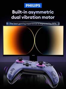 PHILIPS 飞利浦 DLK5070 蓝牙游戏控制器，双霍尔机械按键，3 级震动调节，高游戏体验，兼容 Switch、PC、无线移动游戏、电视、电子竞技，6 轴运动感应，可拆卸面罩