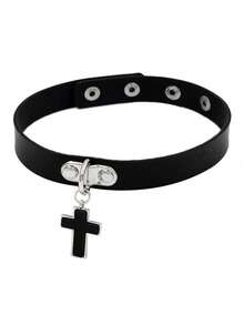 朋克哥特黑色铆钉颈链，适合女性日常佩戴、节日、派对、生日礼物 - 黑色 - 查看 5