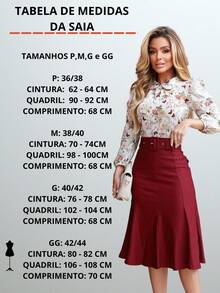 Women's Fashion Formal Secretary Skirt With Elastane And Belt. - Color caoba - Ver 3