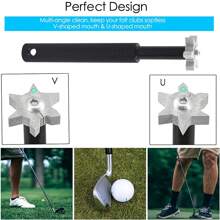 Herramienta afiladora de ranuras de palos de golf, cepillo de golf y limpiador de ranuras con mosquetón retráctil de cremallera de aluminio, afilador de ranuras de golf para cuñas e hierros, ranuras en U y V, accesorios de golf para hombres