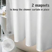 New Titanker Small Stall Shower Curtain Liner Washable, 36 X 72 Inches, White Fabric Stall Shower Liner With 2 Magnets, Waterproof RV Shower Liner Soft Lightweight Polyester, White - 白色 36 英吋寬 x 72 英吋長(1 包) - 查看 4