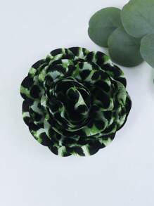 15cm Exaggerated Vintage Leopard Print Luxurious Fabric Multi-Layered Rose Camellia Flower Brooch For Women, High-End
