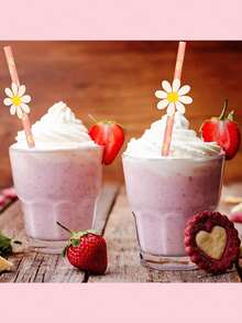 10/20/30/40/100pcs Daisy Paper Straws, Daisy Party Decor, 2pcs Elegant Daisy Straws, Floral Straws, Pink Floral Straws, Suitable For Birthday Party Supplies, Wedding Decoration, Floral Straws, Also Suitable For Wedding, Birthday Party, Graduation, Anniversary, Anniversary Dinner, Halloween, Valentine's Day, Christmas, Thanksgiving Gifts, 1pc - Multicolor - View 7