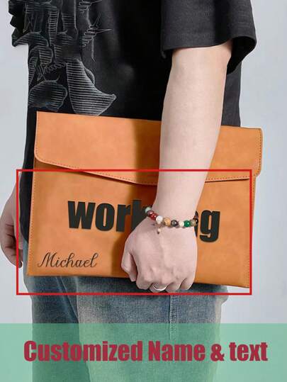 10 Pieces/6 Pieces/1 Piece Custom Personalized A4 Leather Folder, Laser Engraved Name, Magnetic Closure, Waterproof, Large Capacity, Suitable For Business Style File Bag Folder Storage Bag,Back To School,School Supplies,Multi-Functional,Ornamental,Reusable,Modern,Colorful,Cute,Vintage,Cartoon,Kawaii,Custom,Personalized,Unique,Customized,Workers,Clients,Students,For Business/Work/Office,For School,Customized File Jackets & File Pockets