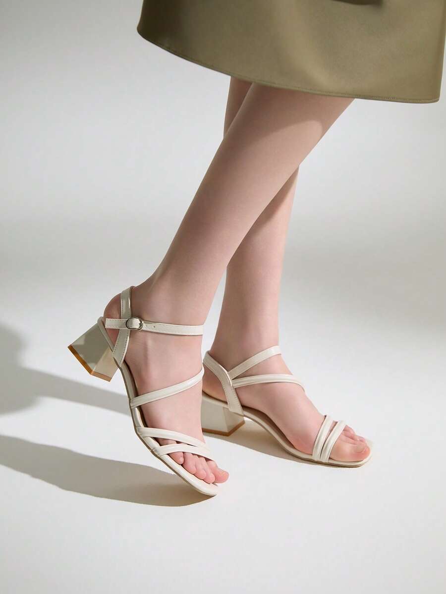 女士法式系带凉鞋，时尚优雅的橡胶粗跟凉鞋，夏季新品，圣诞节/冬季圣诞礼物