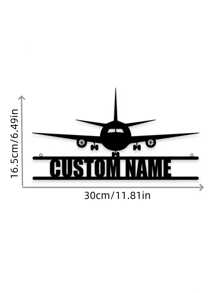 1 Peça Decoração de Ferragem Personalizada com Padrão de Aeronave, Personalização Personalizada com Seu Nome, Logotipo de Ferragem de Aeronave Preta da Moda, Elementos de Aeronave da Moda, Arte de Parede de Metal - O Presente Mais Recente para Entusiastas de Aeronaves