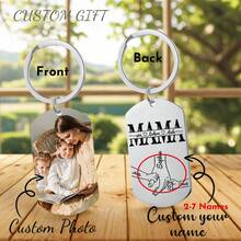 Personalized Photo & 2-7 Names Stainless Steel Keychain-Hand In Hand-I Love You - Multicolor - View 2