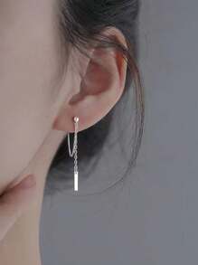 1 par de pendientes con borlas de cadena de plata pura 925 para mujer, con un estilo único y de lujo, con un sentido de alta gama, adecuado para uso diario
