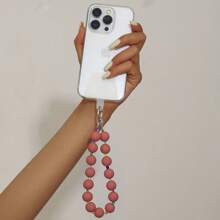 1pc New Macaroon Color Acrylic Bead Lanyard Wrist Strap, Short Wrist Strap Phone Hanging Rope Shockproof Wristlet For Phone Case