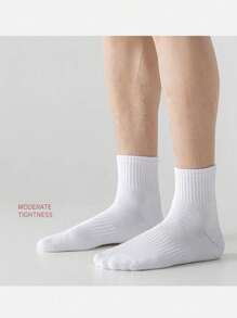 15 Pairs Unisex White Mid-Calf Socks, Sports & Casual Comfortable Breathable Socks For Daily Wear, Home & Travel