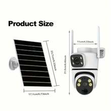 Dual Lens/Dual View Solar Powered Outdoor Security Camera, 1080P HD Outdoor Surveillance, CCTV Lithium Battery Solar Powered Two-Way Audio, USB Cable, 355° Rotation, 90° Vertical Angle, 2.4GHz WiFi, Night Vision, Waterproof, Android App Control, Fixed Panel, Suitable For Home And Business Outdoor Monitoring, Elderly Care, Pet Care