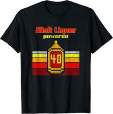Retro Malt Liquor Powered T-Shirt Funny 40Oz Shirt T-Shirt Men Shirt Gift For Firefighter Cotton - Black - View 1