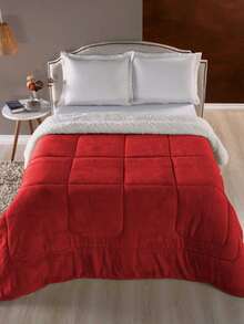 Blanket Duvet Quilt And Blanket Double Queen Size Double Sided Blanket And Sherpa Sheepskin - 紅色的. - 查看 1