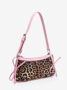 1 件复古蝴蝶结装饰单肩腋下法棍包，适合约会、街头装扮、派对