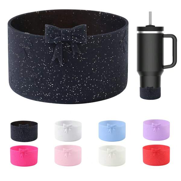 Bota protectora de silicona con lazo y purpurina, compatible con accesorios de la Cup 20/30/40Oz, para botas Hydroflask de 12-24Oz y talla grande botellas con fondo de 2.95 pulgadas