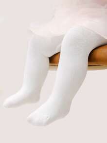 1 Pair Year-Round Essential Solid Baby Toddler Leggings Socks – Children Girl Kid Tights For Casual, School & Layering