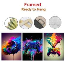 2pcs Frameless Gaming Artwork Gamer Canvas Wall Art Race Game Room Poster Prints Gamepad Posters Wall Pictures Gaming Decor For Boys Room Game Wall Art Gifts Birthday Graduation