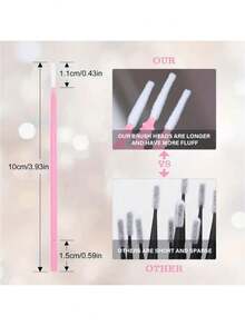300/100pcs/Pack Eyelash Extension Cleaning Swabs, Eyelash Cleaning Sticks, Disposable Mascara Cleaning Sticks, Nano Makeup Brush Cleaning Swabs, Eyelash Remover, Lip Brush, Cleaning Swabs, Beauty Tools - Multicolor - View 2