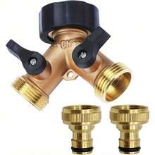 2 Way Garden Hose Splitter, 2-Way Tap Connector With Individual On/Off And Two Quick Connector, 3/4inch/0.75cm Tap Y Splitter Brass Hose Connector - Multicolor - View 1