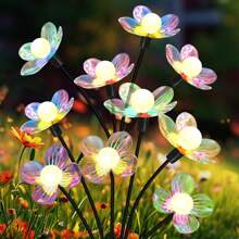 1 Peça Luz Solar para Jardim Externo, Luzes Piscantes de 6 LEDs com Formas de Vaga-lume e Flor Fada em 2 Modos, Luz Decorativa à Prova d'Água para Jardim, Adequada para Quintal, Pátio, Caminho, Gramado