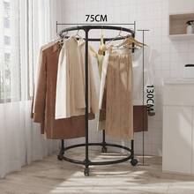 1pc Stainless Steel Round Clothes Hanger - Self-Standing 360 Degree Rotating Clothes Rack With Wheels, Suitable For Home, Retail Stores And Malls, Space-Saving Round Design, No Assembly Required, Drying Rack