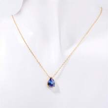 18K Gold Plated Pear-Shaped Zirconia Stainless Steel December Birthstone Necklace, Christmas, Birthday, Valentine's Day Gift