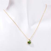 18K Gold Plated Pear-Shaped Zirconia Stainless Steel December Birthstone Necklace, Christmas, Birthday, Valentine's Day Gift