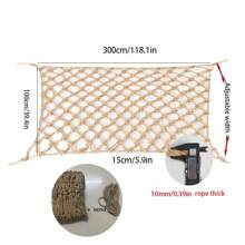 3 Sq.M Rope Grid Decor Net, Handmade 8mm/10mm Rope Thickness, 15cm Mesh, For Balcony Railing, Photo Wall, Ceiling, Room Divider, Plant Climbing Net, Including Tie Rope