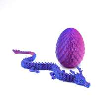 3D Printed Dragon, Realistic Dragon Egg, Fully Movable Crystal Dragon With Dragon Egg, Fidget Toy, Home Office Desk Toy