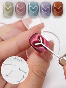 2 peças/conjunto, cabeça em formato de Y + ímã, ímã de olho de gato para arte em unhas, caneta magnética multifuncional em formato de Y para arte em unhas, ímã de cola 3D em formato de olho de gato, pedra dedicada para salão de beleza, arte em unhas faça você mesmo em formato de olho de gato, ímã magnético super forte para arte em unhas, múltiplos usos/operação fácil, suprimentos para unhas, ferramentas para unhas, ferramentas para arte em unhas, volta às aulas, unhas, ferramentas para unhas postiças - Prata - Ver 3