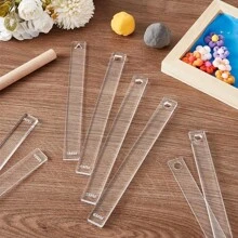 2 Stücke transparenter Acryl Weichton Dickenmesser, Weichton Glättmatte & Lineal, DIY Weichton Bastelbedarf Werkzeug