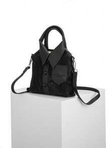 DareSee Bolsa de 1 peça, bolsa moldada, tecido PU com alça longa, bolsa de ombro, estilo garota atraente, bolsa para roupas, bolsa de mão feminina estilosa e exclusiva com design de camisa simples, bolsa transversal quadrada pequena MusicFest Y2KFest de volta às aulas