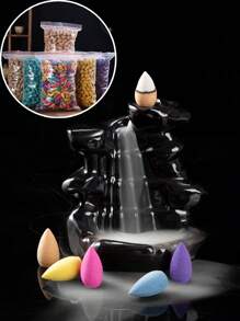 60pcs Beautiful Waterfall Backflow Incense Set, Home Fragrance Kits For Holiday Celebration, Spa, Yoga, Relaxation, Meditation, Mixed Scents Made Of Natural Ingredients, Long Lasting Odor Removal, Fresh Air For Home, Living Room, Bedroom, Bathroom, Can Be Purchased Individually As Sample