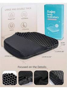 Thicker Gel Seat Cushion, Seat Cushion For Office Chair Big, Gel Chair Cushion, Gel Cushion For Wheelchair Soft, Gel Car Seat Cushion Breathable, Seat Cushion For Hip Pain For Long Sitting (Black) - Black - View 7