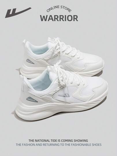 WARRIOR 1 双女式透气网眼系带软底户外运动跑步鞋，白色