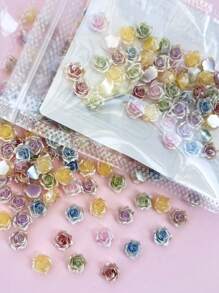 50 piezas de 6 mm Accesorios de arte de uñas con diseño de rosa 3D de Dunhuang, camelias de dos colores exquisitas y de lujo con estilo ligero, decoraciones de uñas de estilo japonés y coreano de moda sencilla para el verano. Usados para diseños de arte de uñas, joyas, uñas de ataúd, uñas francesas en forma de almendra, uñas largas y cortas, uñas ovaladas, uñas cuadradas, diseños de artesanía de joyas, diseños de gorros de graduación, estuches de teléfonos móviles DIY