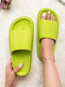 sandalia EVA mujer, sandalia ligera de plástico, chancla deportiva EVA,sandalia plana impermeable - Verde Lima - Ver 1