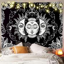 1 pezzo Arazzo bohémien con disegni del sole e della luna nel cielo, decorazioni per la casa misteriose, decorazione d'interni moderna e unica per camere da letto, soggiorni o dormitori