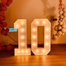 1pc 73cm/28.7in Illuminated Marquee Number Frame, White Light, KT Board, Numbers 0-9, Plug-In, Party Decor Light, Birthday Party, Anniversary Decoration - Warm Light - Yellow - View 3