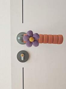 1/2 piezas Cubiertas de manijas de puerta con diseño floral marrón, protege la pared y la cerradura contra daños, antiestática, aislante, apta para uso con mano izquierda y derecha