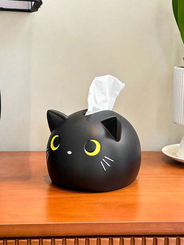 1 pieza Soporte de caja para toallas de papel con diseño minimalista de gato en blanco y negro, adecuado para el hogar, comedor, sala de estar, funcional y decorativo, idea de regalo