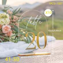 1 套亚克力婚礼桌号 1-10 带支架，10 X 15 厘米优雅金色数字，耐用厚亚克力桌号标志，适用于招待会、生日、周年纪念、婚礼中心装饰 - 彩色 - 查看 12