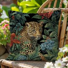 1 Stück Jungle Leopard Muster Deko Kissenbezug, einseitiges Samt Material, 45*45cm/18*18 Zoll Kissenbezug, geeignet für moderne minimalistische Sofa Wohnzimmer Dekoration, Geschenk