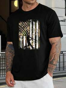 Camiseta de béisbol patriótica americana con bandera - Camiseta deportiva vintage de EE. UU. para hombres y mujeres - Regalo de béisbol para padres, fanáticos y jugadores - Negro - Ver 1