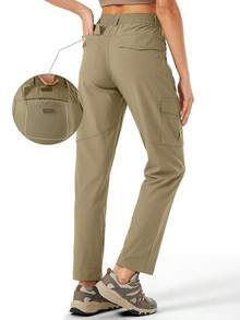 Women's Hiking Cargo Pants Water Resistant Quick Dry UPF 50+ Travel Camping Work Pants Zipper Pockets - Deciduous Green* - View 2