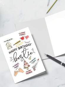 1pc Funny Birthday Card For Best Friend, Happy Bday Gifts For Sister, Bestie Birthday Card, Friendship Birthday Cards For Women - Multicolor - View 5