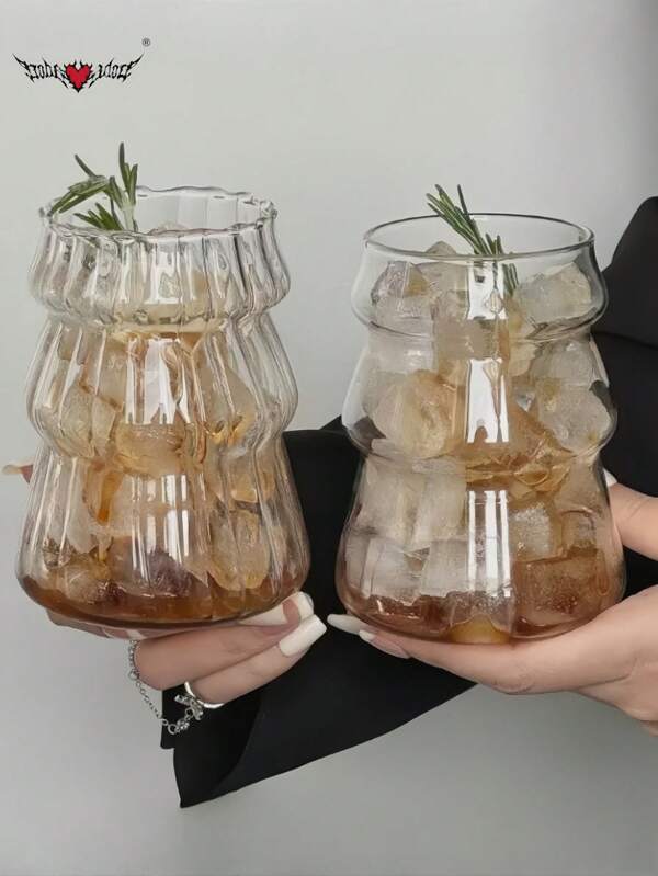 Exclusive Creative Vertical Stripe Glassware, Heat-Resistant Milk Tea Cup, Coffee Cup, Cold Drink Cup, Household Water Cup - Reusable Cup