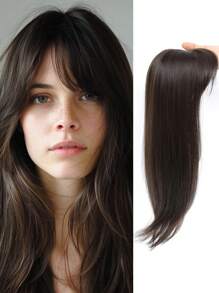 [22-Zoll Geradlinige Perücke Wig Block] Elegante 22-Zoll geradlinige Perücke Wig Block für Frauen, Hitzebeständige Faser, helles Braun bis Schwarz verlaufend, Volumen-Haarteil für mittleres Alter, einfach zu tragen, ideales Weihnachtsgeschenk